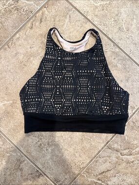 ALO Yoga Black High-Neck Laser Cut Sports Bra